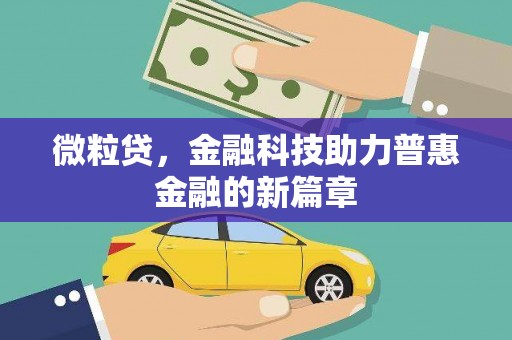 丰顺微粒贷，金融科技助力普惠金融的新篇章