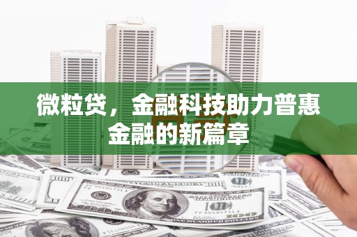 丰顺微粒贷，金融科技助力普惠金融的新篇章