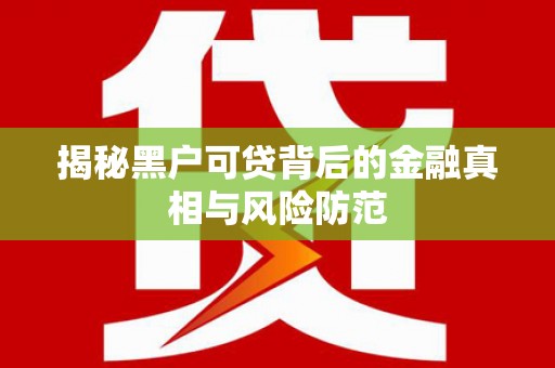 丰顺揭秘黑户可贷背后的金融真相与风险防范