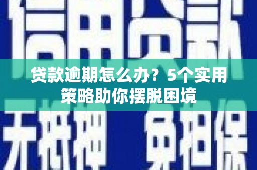 丰顺贷款逾期怎么办？5个实用策略助你摆脱困境