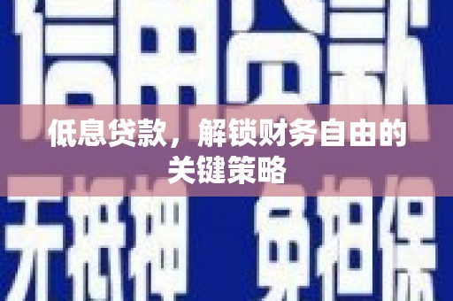 丰顺低息贷款，解锁财务自由的关键策略