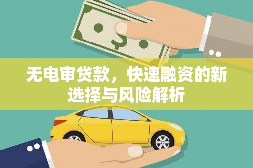 丰顺无电审贷款，快速融资的新选择与风险解析