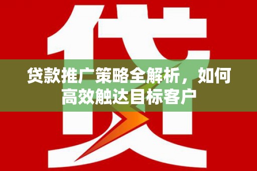 丰顺贷款推广策略全解析，如何高效触达目标客户