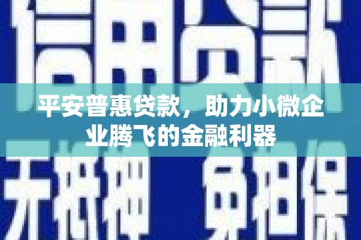 丰顺平安普惠贷款，助力小微企业腾飞的金融利器