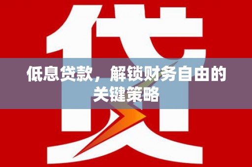 丰顺低息贷款，解锁财务自由的关键策略
