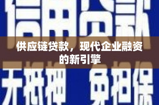 丰顺供应链贷款，现代企业融资的新引擎
