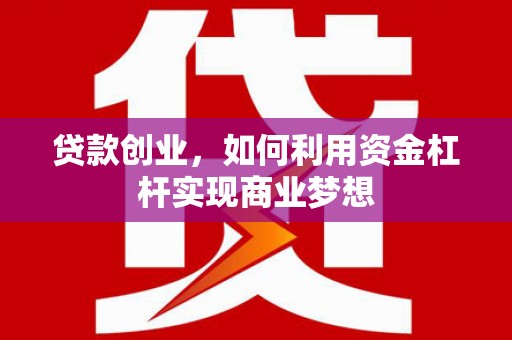 丰顺贷款创业，如何利用资金杠杆实现商业梦想