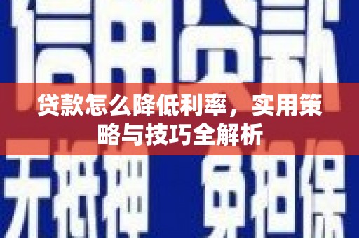 丰顺贷款怎么降低利率，实用策略与技巧全解析
